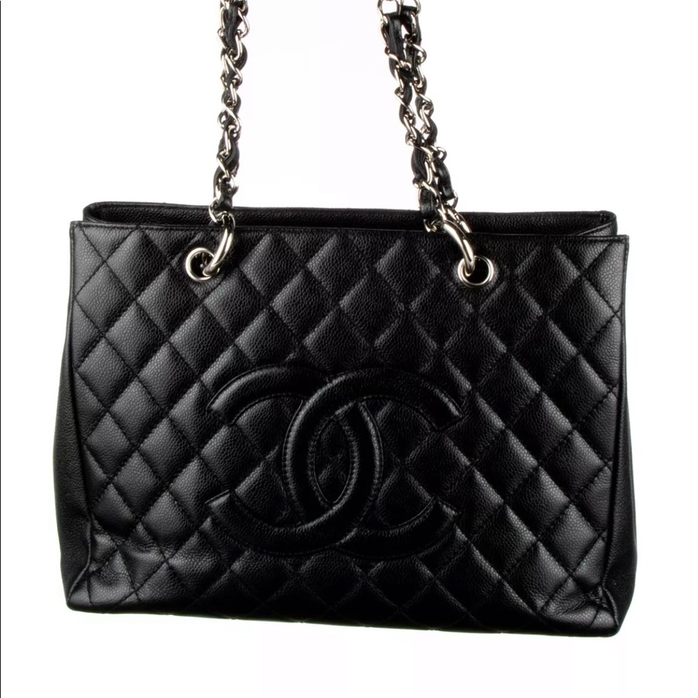 CHANEL Black Quilted Caviar Leather Tote Bag - Picture 1 of 2